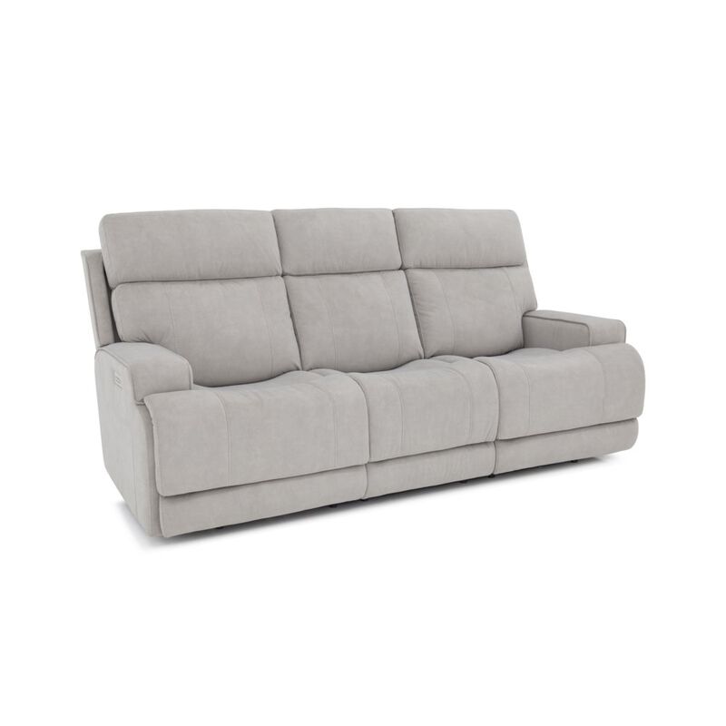 Gray Leather Power Reclining Sofa with Adjustable Headrests and Comfort image number 0