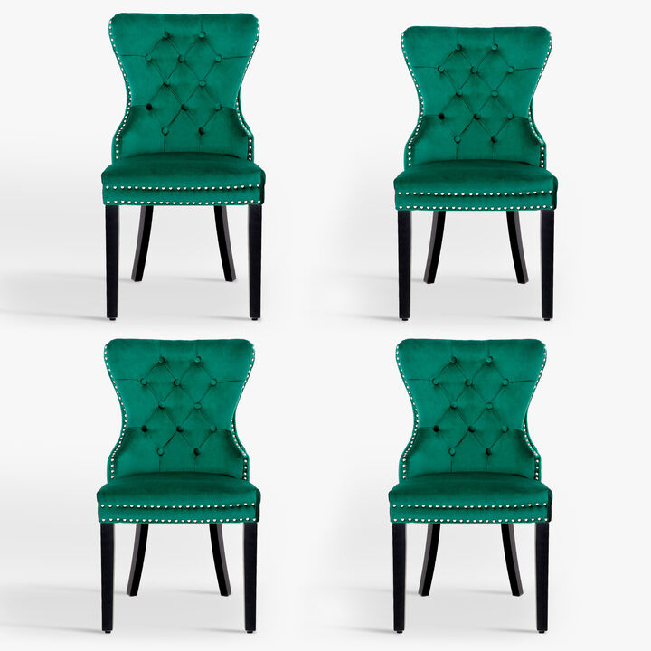WestinTrends Velvet Upholstered Tufted Dining Chairs (Set of 4)