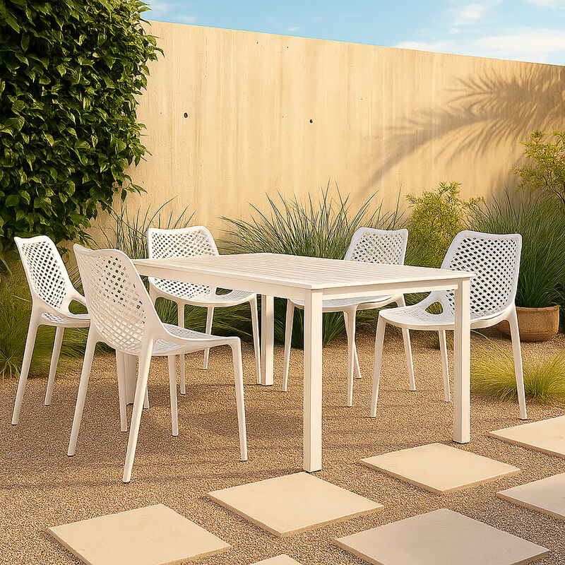 Meridian Furniture Mykonos White Outdoor Patio Dining Chair, Set of 4