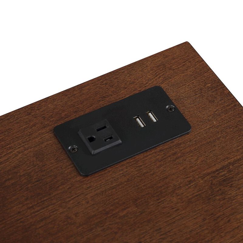 Convenience Concepts Melbourne 2 Drawer End Table with Charging Station and Shelf