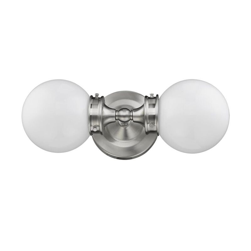 Hivvago Two Light Silver Wall Sconce with Round Frosted Glass Shade