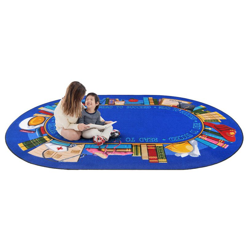 Joy Carpets Kid Essentials Read to Succeed 10'9 x 13'2 Oval Area Rug in Color Multi