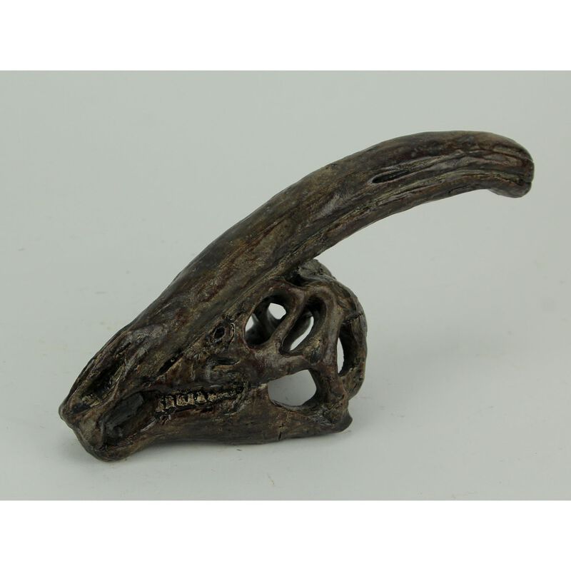8 In Parasaurolophus Dinosaur Skull Fossil Resin Statue Home Office Decor image number 1