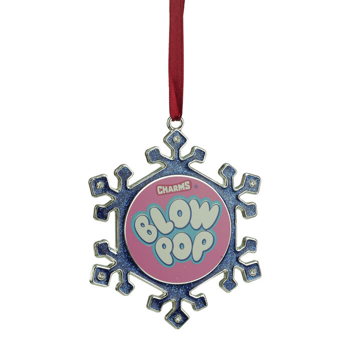 3.25" Blue and Pink Candy Logo Snowflake Christmas Ornament