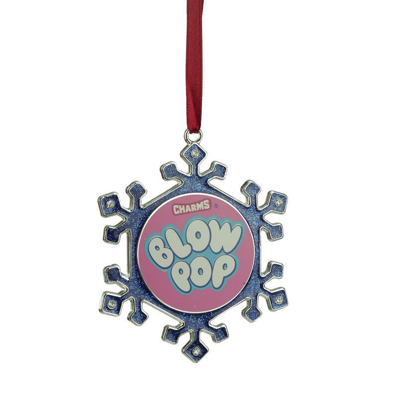 3.25" Blue and Pink Candy Logo Snowflake Christmas Ornament image number 0