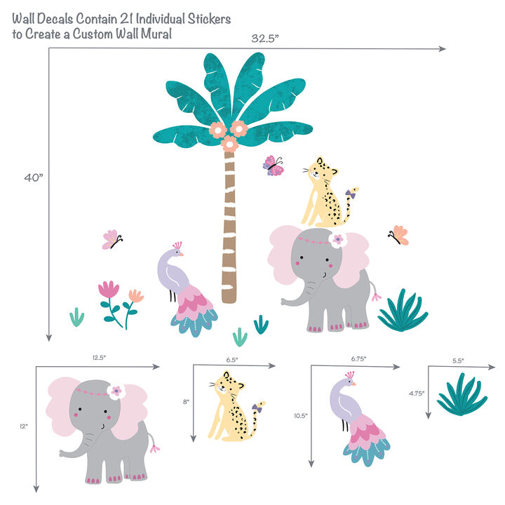 Bedtime Originals Rainbow Jungle Colorful Animals/Tree Wall Decals/Stickers