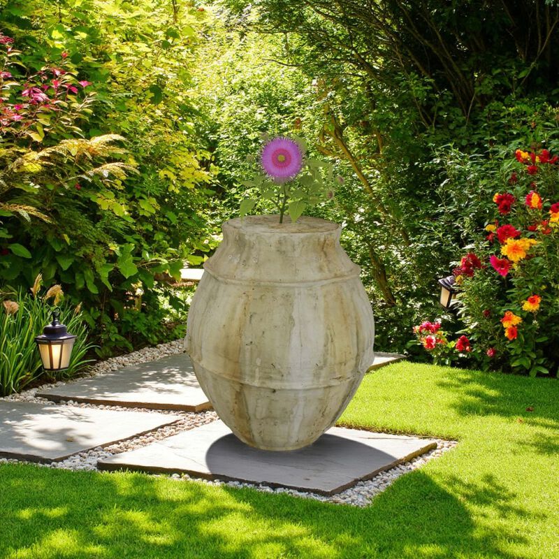 Sye Garden Planter, 23 Inch Round Shape Pot, Earthy Beige Terracotta