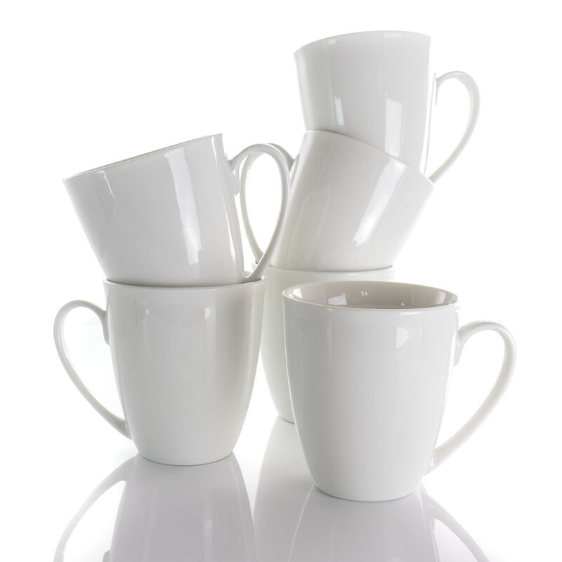 Elama Rosales 6 Piece 12 Ounce Porcelain Mug Set in White