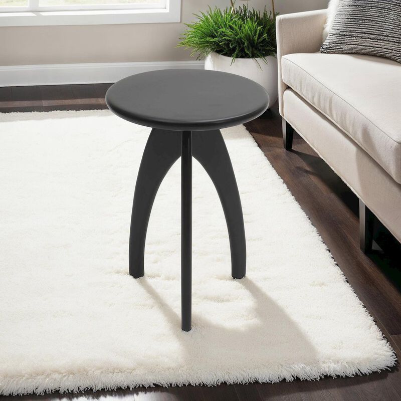 Jofran Aero Curved Space Age Round Mid-Century Modern Solid Wood Accent End Table