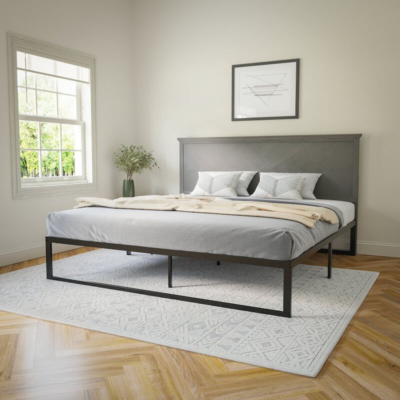 Flash Furniture Contemporary King Size Herringbone Pattern Headboard image number 8