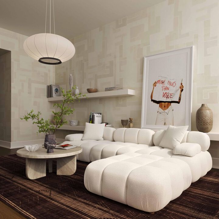 Casafoyer Calliope Cream Vegan Shearling Modular Armless Chair