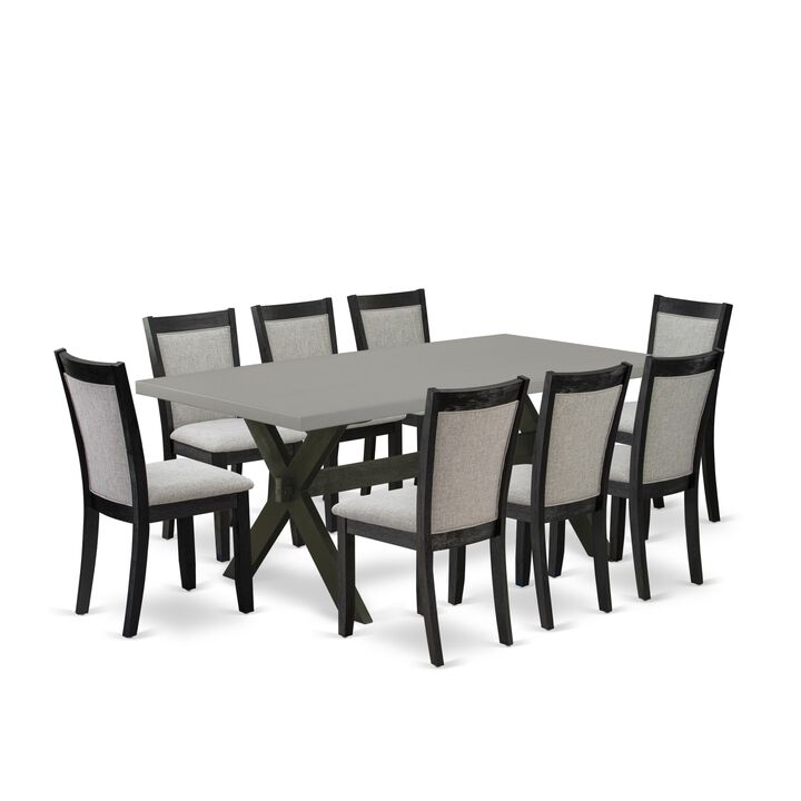 East West Furniture X697MZ606-9 9Pc Dining Set - Rectangular Table and 8 Parson Chairs - Multi-Color Color