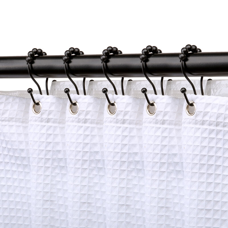 Stainless Steel Double Shower Curtain Hooks, Set of 12 image number 1