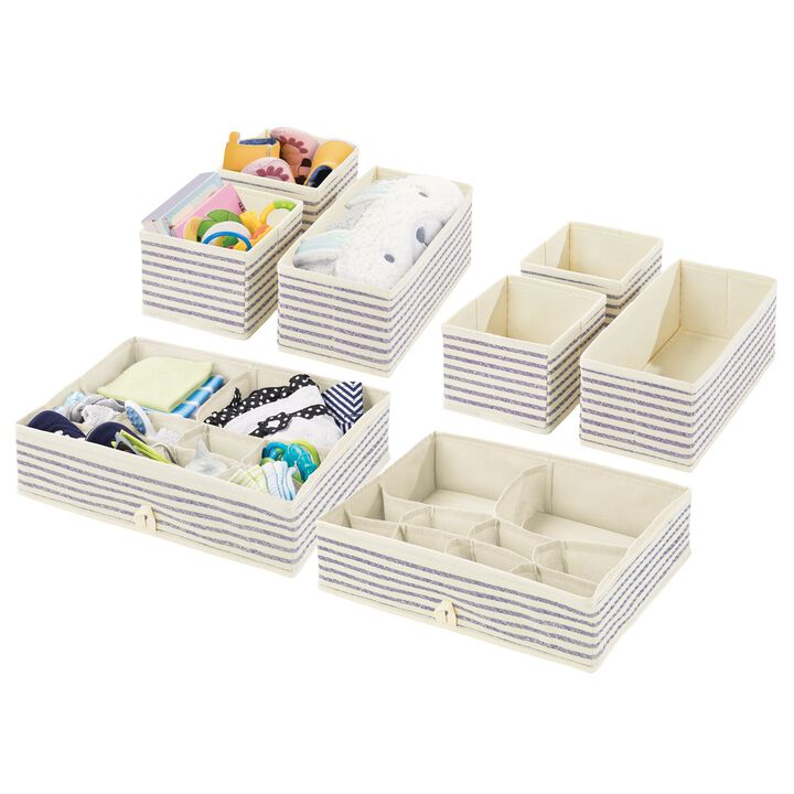 mDesign Fabric Nursery/Playroom Divided Drawer Bin, 2 Pack, Mint Green/White