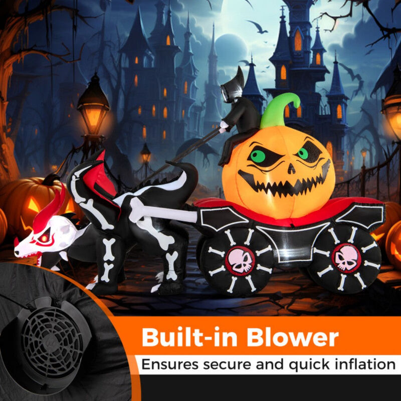 Halloween Inflatable LED Lighted Carriage Ghost Carriage with Skeleton Dragon and Pumpkin image number 7