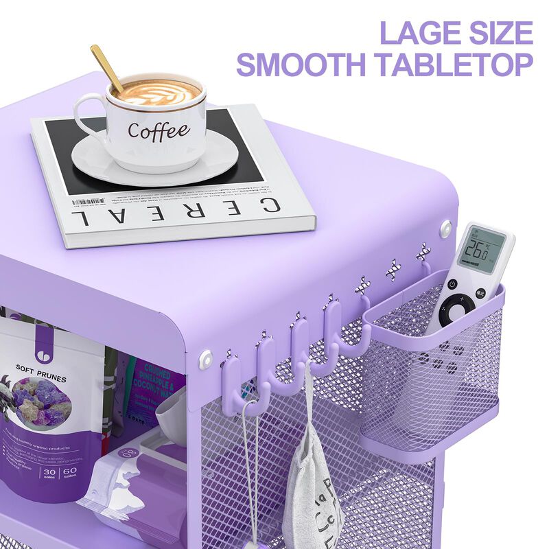SYKIARIOL Night Stand,Cute End Table with Storage Drawer,Kids Nightstand for Bedroom Furniture,Bedside Table Small Purple Nights