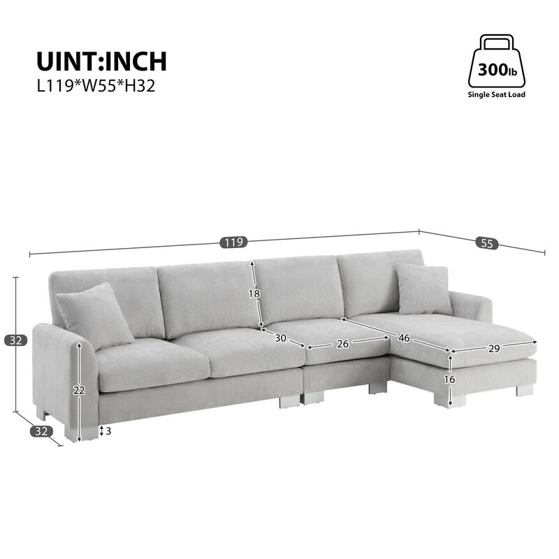 Merax Modern L-shaped Oversized Sectional Sofa.
