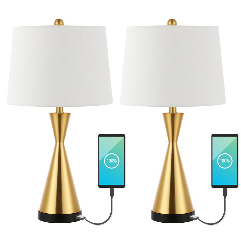 Colton Classic French Country Iron LED Table Lamp with USB Charging Port (Set of 2)