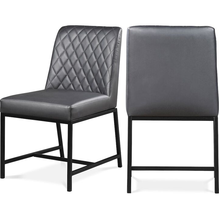 Meridian Furniture Bryce Grey Vegan Leather Dining Chair, Set of 2