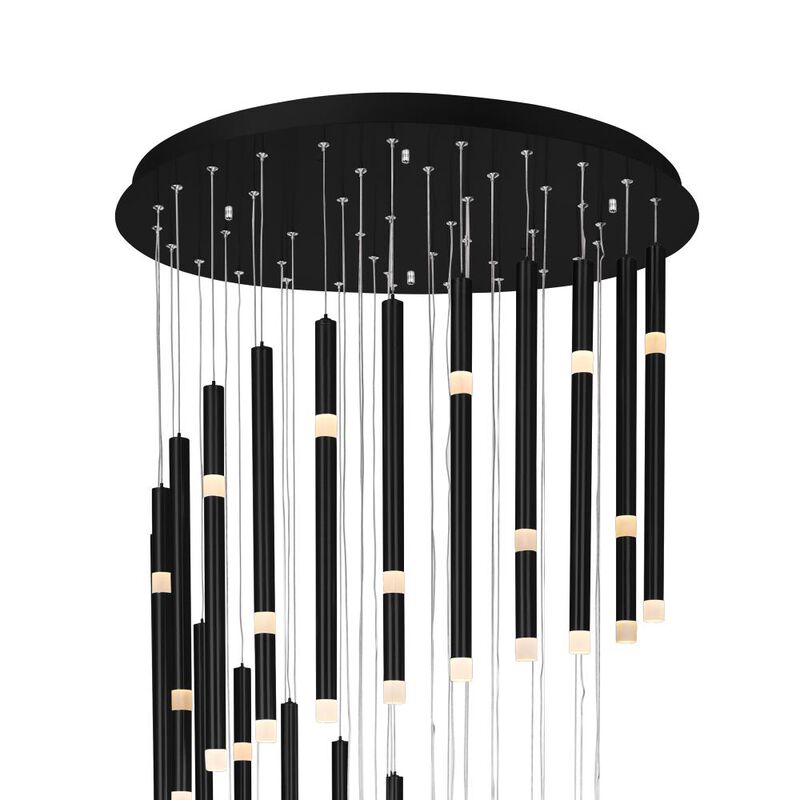 Flute 54 Light LED Chandelier With Black Finish