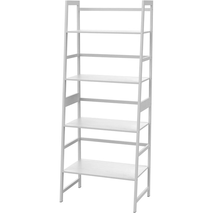 Bookshelf, Ladder Shelf, 4 Tier Tall Bookcase, Modern Open Bookcase for Bedroom, Living Room, Office (White)