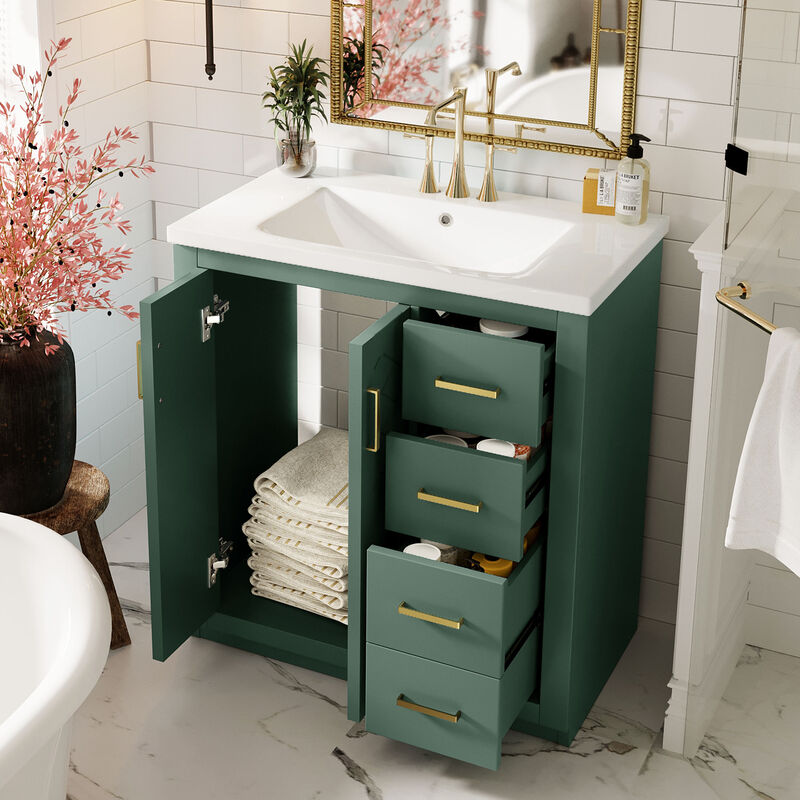 Merax Bathroom Vanity Cabinet with Undermount Ceramic Sink, 3 Drawers, Spacious Cabinet image number 4