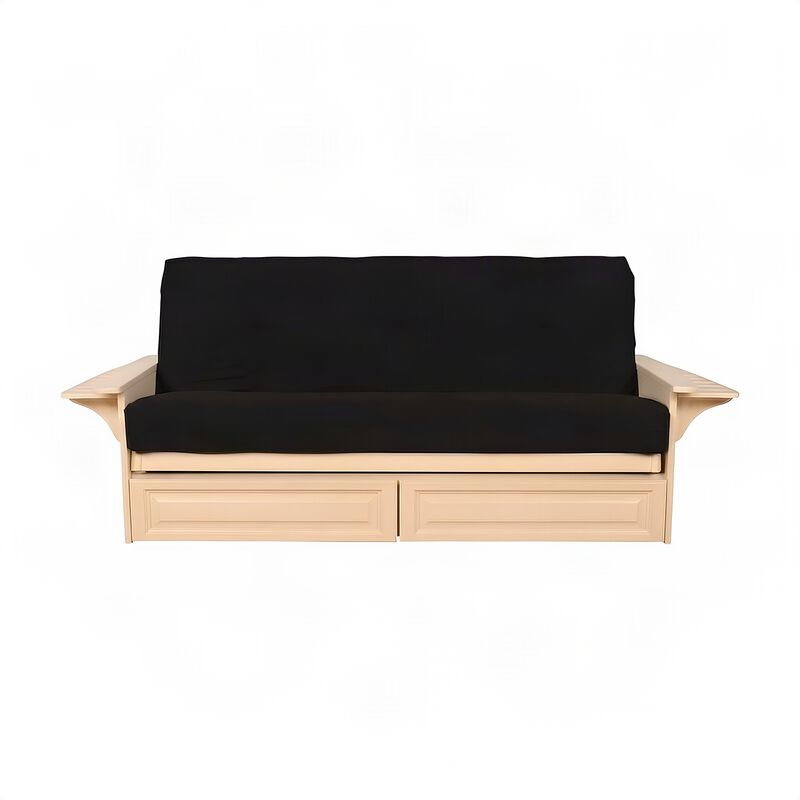 Phoenix Frame-Antique White Finish-Suede Black Mattress-Storage Drawers image number 3