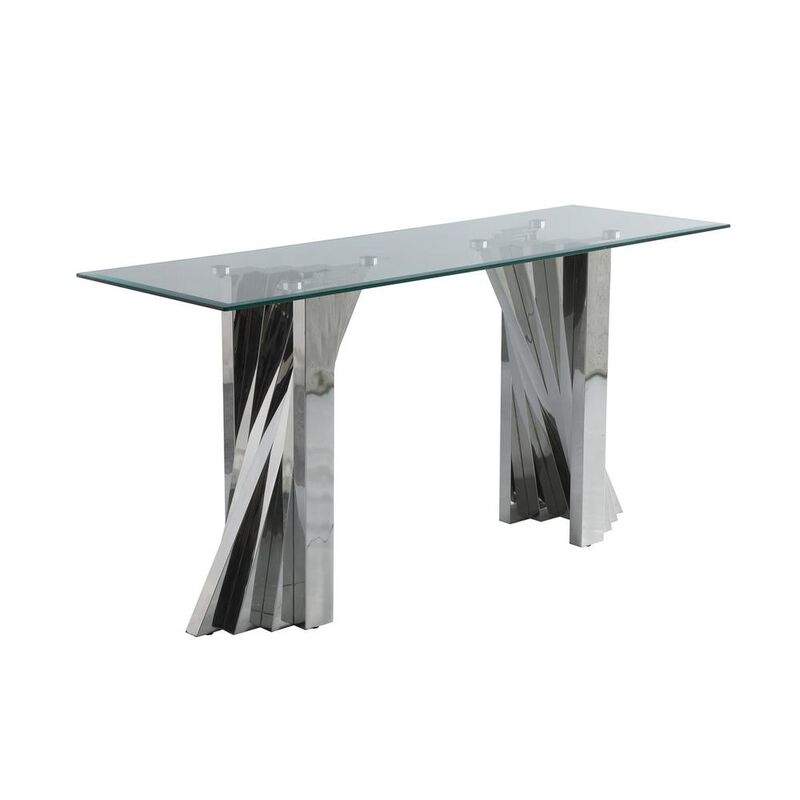 Best Quality Furniture Glass Coffee Table Sets: Coffee Table, 2 End Tables and Console Table with Stainless Steel Base