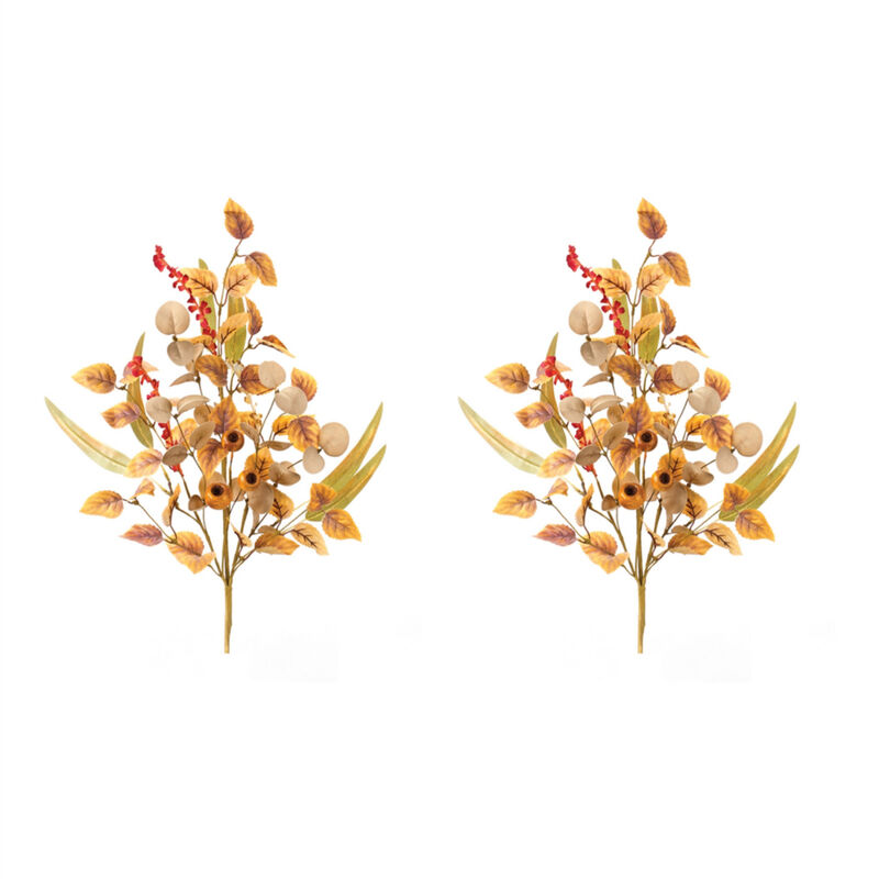 Set of 2 Mixed Fall Foliage Pod Sprays for Autumn Wreaths and Decor