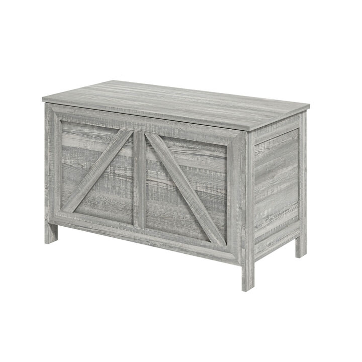 Farmhouse Style Grey Storage Bench For Entryway