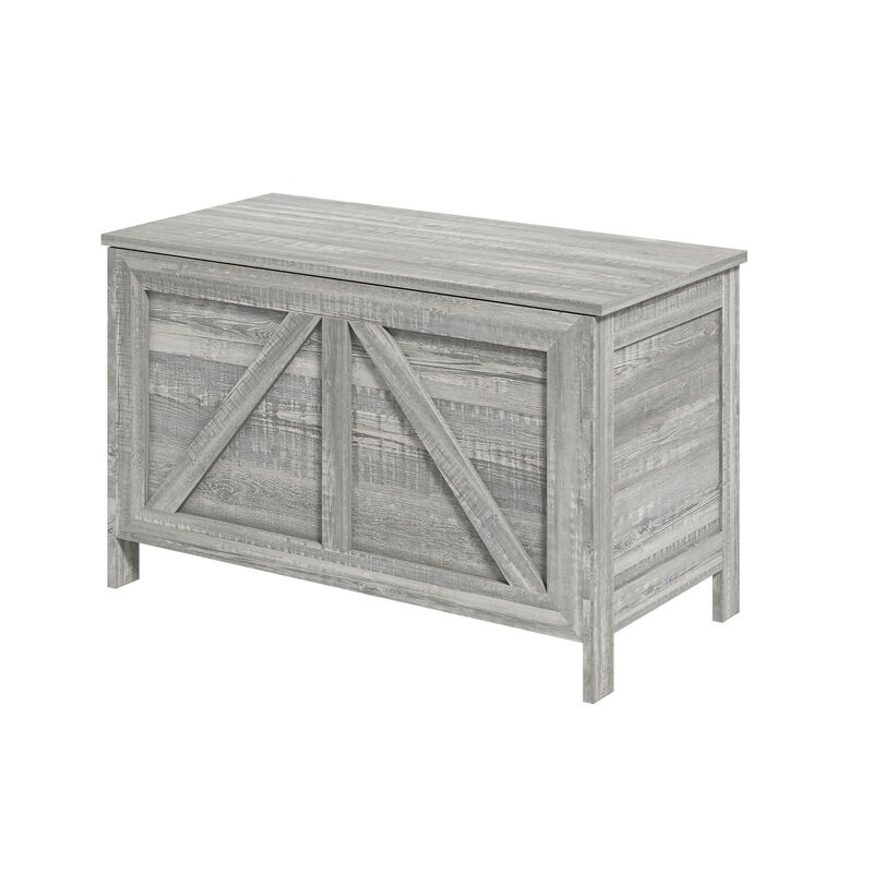 Farmhouse Style Grey Storage Bench For Entryway image number 0