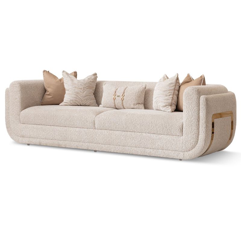 Michael Amini Savannah Breeze Mansion Sofa - Cashmere/Bright Gold image number 0