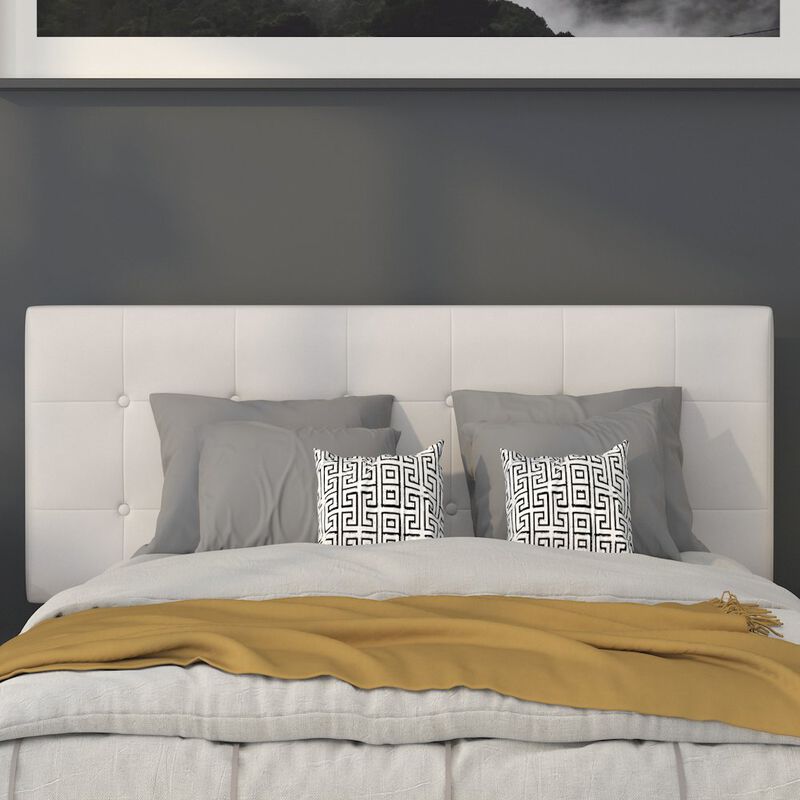 Flash Furniture Tufted Upholstered Full Size Headboard in White Vinyl image number 7