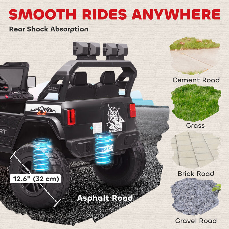 BreeBe Ride on Truck Car with 2-Seater, 24V Electric Car with 4 Motors, Remote Control, Spring Suspension image number 7