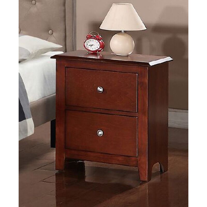 Streamdale Selma Nightstand With 2 Drawers Storage In Brown Finish