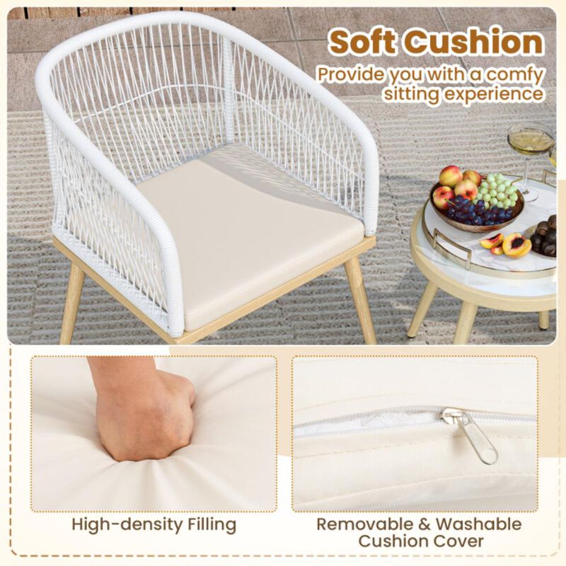 Hivvago 3 Pieces Outdoor Bistro PE Wicker Conversation Furniture Set