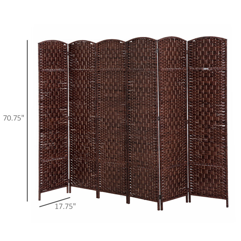 Hivvago Portable 6-Panel Wicker Room Divider for Bedroom or Office image number 2