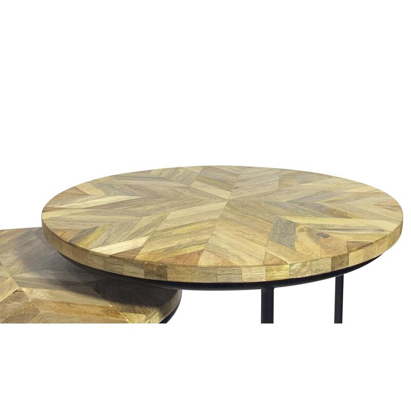 Carolina Living Mackintosh Round Nesting Tables - Natural Inlay/Black