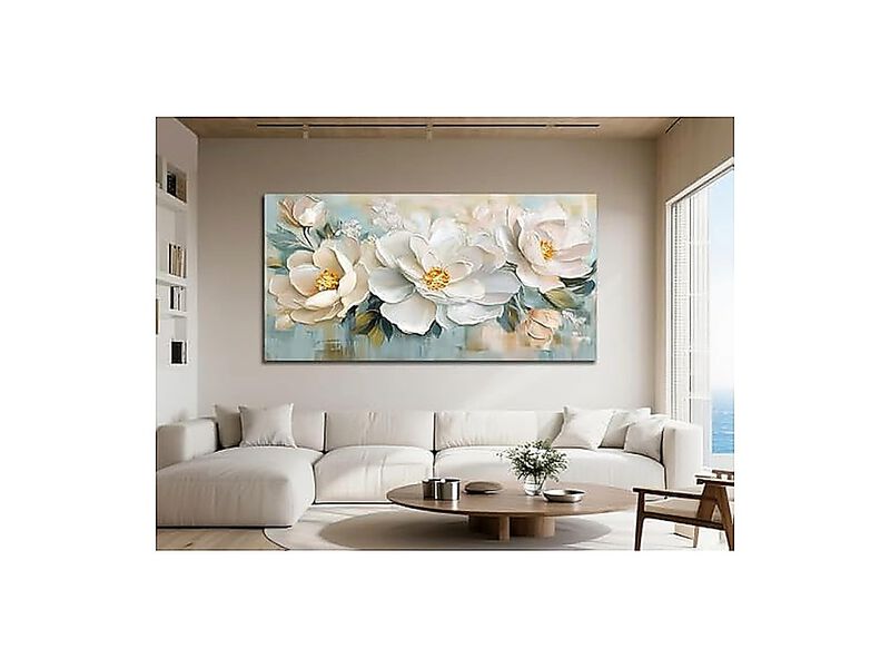 Large Textured Floral Canvas Wall Art Decor Bedroom 58 X 29 Inch HD Hand Painted image number 2