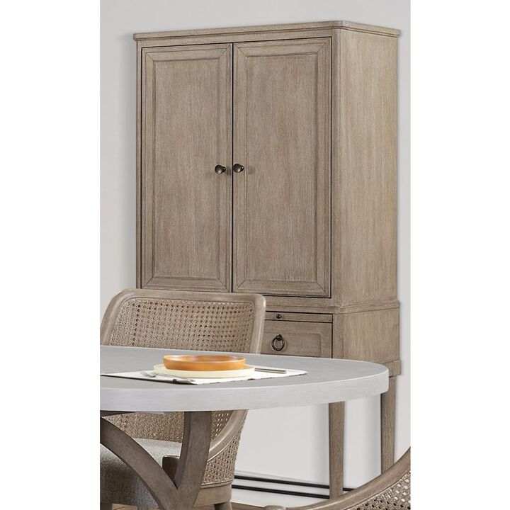 Wilmington Bar Cabinet with 12-Bottle Wine Storage in Sand Finish