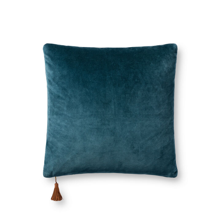 P1153 Navy/Coffee 18"x18" Polyester Pillow by Magnolia Home by Joanna Gaines x Loloi.