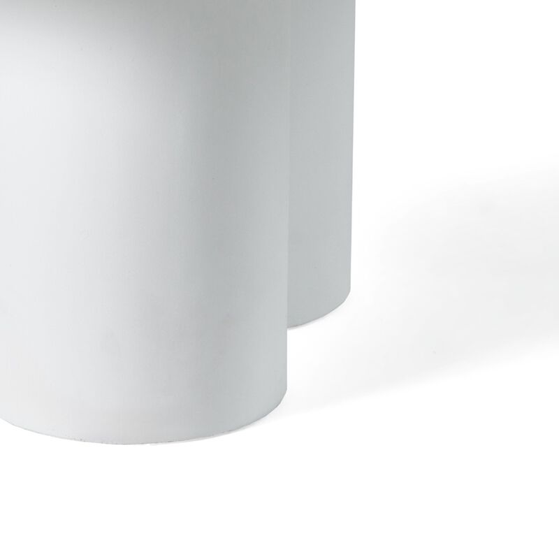 Cid Run Coffee Table, White Concrete, Abstract Base, Round 30 Inch Top - Benzara image number 2