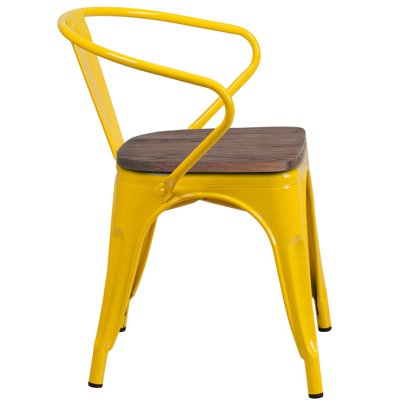 Metal/Wood Colorful Restaurant Chairs image number 4