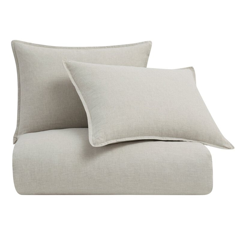 French Flax Linen Queen Duvet Cover Set in Natural image number 0