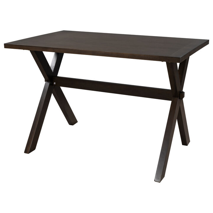 Farmhouse Rustic Wood Kitchen Dining Table with X-Shaped Legs