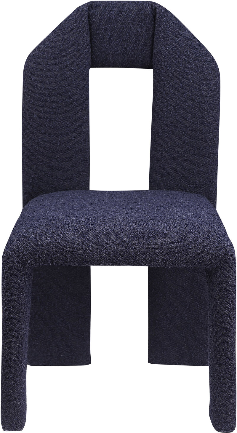 Meridian Furniture Bennett Navy Boucle Fabric Dining Chair, Set of 2