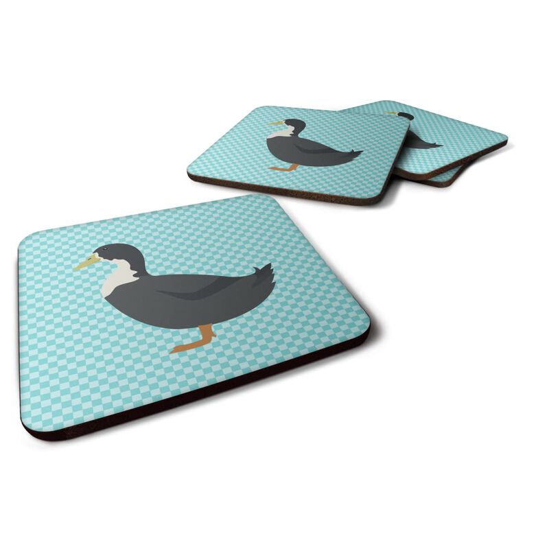 Caroline's Treasures Swedish Duck Blue Check Decorative Coasters, 3.5, Multicolor