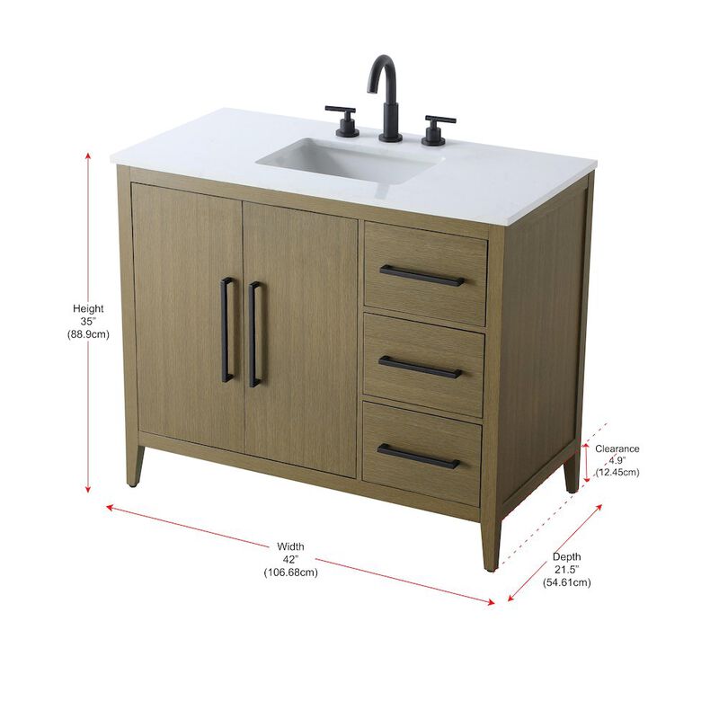 Elegant Kitchen and Bath 42 Inch Single Bathroom Vanity In Chestnut Brown