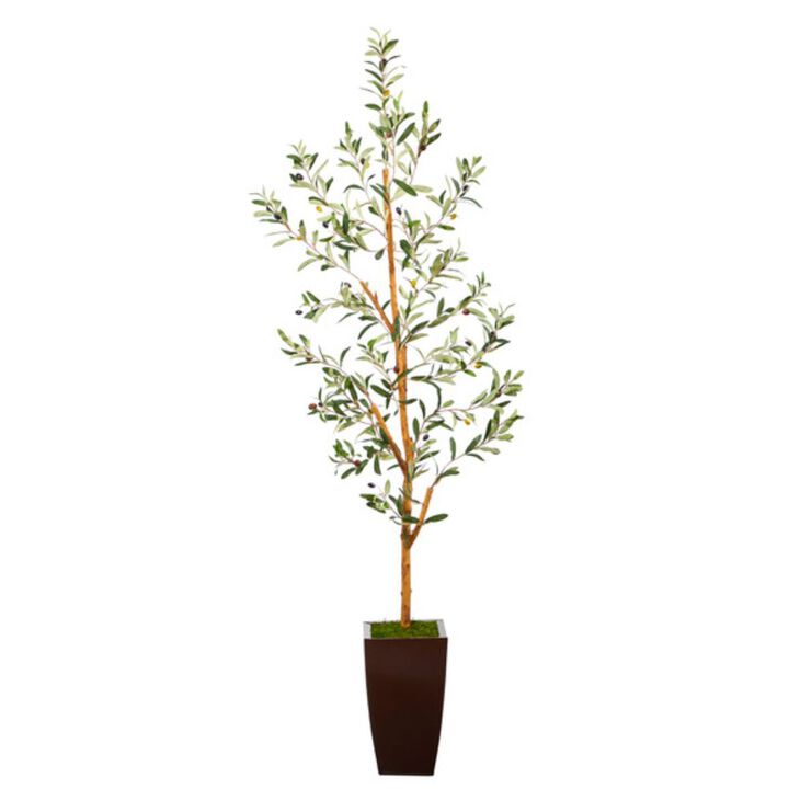 Hivvago 5.5 Feet Olive Artificial Tree in Bronze Metal Planter