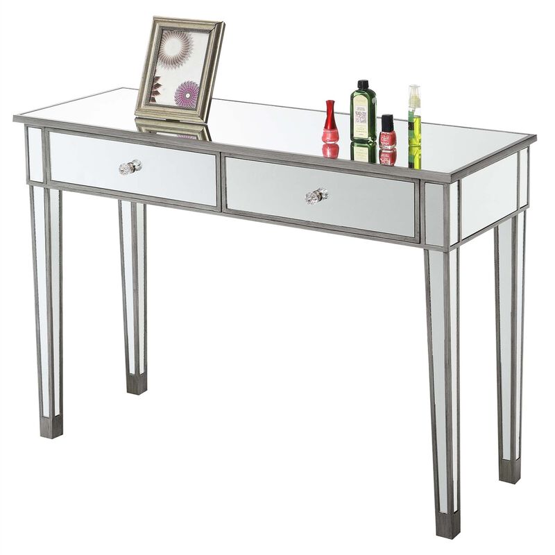 Convenience Concepts Gold Coast Mirrored 2 Drawer Desk